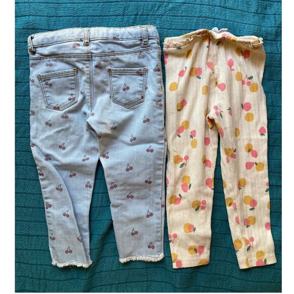 Zara Girls Jeans & Leggings Lot ~ Cherries Lemons Strawberries Sz 2-3 - Picture 3 of 6